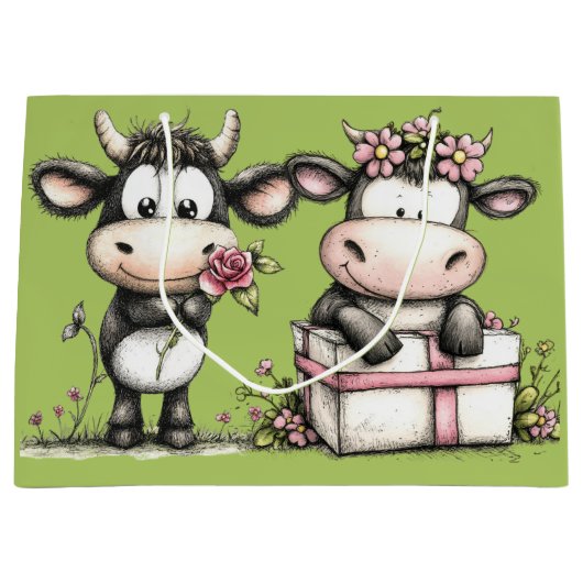 Birthday Cows Große Geschenktüte (Vorderseite)