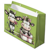 Birthday Cows Große Geschenktüte (Vorderseite Schrägansicht)