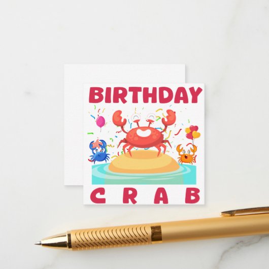 Birthday Crab Party T-Shirt Crabs Lover Birthday C Begleitkarte (Vorderseite/Rückseite Beispiel)