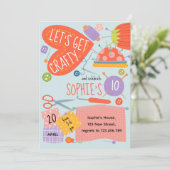 Birthday craft and art Invitation Einladung (Stehend Vorderseite)