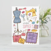 Birthday craft and art Invitation Einladung (Stehend Vorderseite)