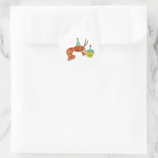 Birthday Crawfish Cupcake Runder Aufkleber (Tasche)