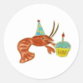 Birthday Crawfish Cupcake Runder Aufkleber