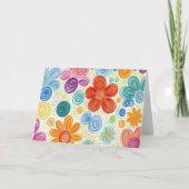 Birthday Crayon Doodle Daisy Design Karte (Vorderseite)