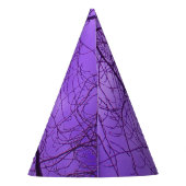 Birthday Crow Silhouette Tree Branches Lila Sky Partyhütchen (Rückseite)