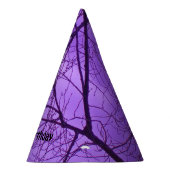 Birthday Crow Silhouette Tree Branches Lila Sky Partyhütchen (Rechts)