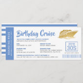 Birthday Cruise Boarding Pass Einladung Blue Gold (Vorne/Hinten)