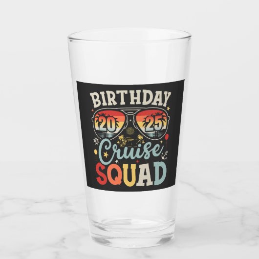 Birthday Cruise Squad 2025 Family Matching DK Glas (Vorderseite)