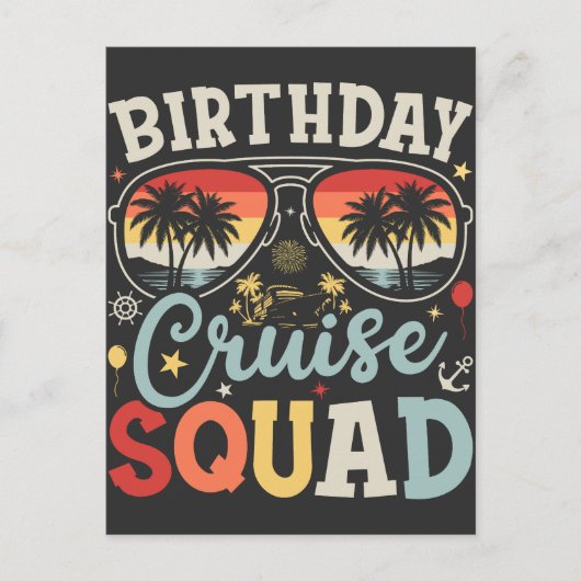Birthday Cruise Squad Group Familienmatte Postkarte (Vorderseite)
