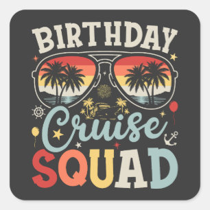 Birthday Cruise Squad Group Familienmatte Quadratischer Aufkleber