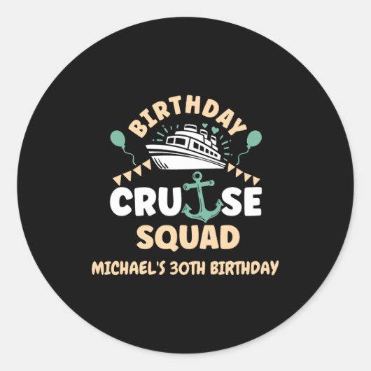 Birthday Cruise Squad Runder Aufkleber (Vorderseite)