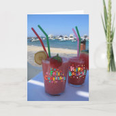 Birthday/Cumpleaños Strawberry Daiquiris - Karte (Vorderseite)