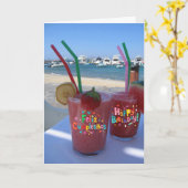 Birthday/Cumpleaños Strawberry Daiquiris - Karte (Gelbe Blume)
