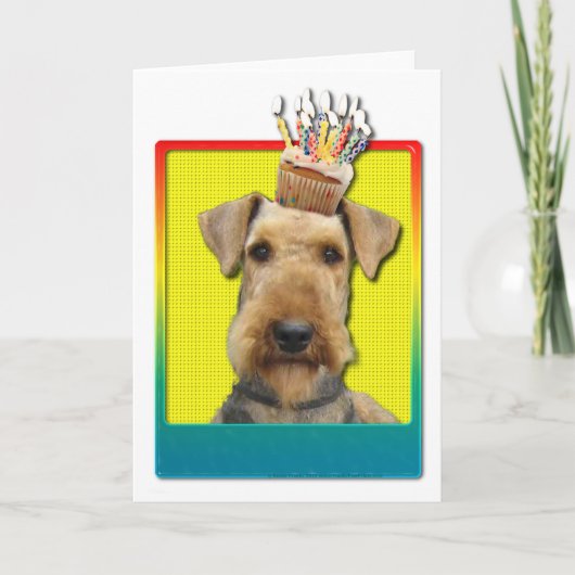 Birthday Cupcake - Airedale Karte (Vorderseite)
