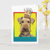 Birthday Cupcake - Airedale Karte (Gelbe Blume)