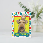 Birthday Cupcake - Airedale Postkarte (Stehend Vorderseite)