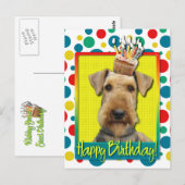 Birthday Cupcake - Airedale Postkarte (Vorne/Hinten)