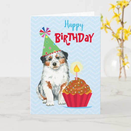 Birthday Cupcake Aussie Karte (Gelbe Blume)