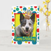 Birthday Cupcake - Australian Cattle Dog Karte (Gelbe Blume)