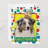 Birthday Cupcake - Australien Shepherd Postkarte (Vorne/Hinten)