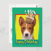 Birthday Cupcake - Basenji Postkarte (Vorne/Hinten)