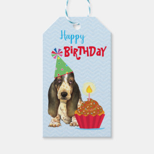 Birthday Cupcake Basset Hound Geschenkanhänger