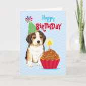 Birthday Cupcake Beagle Karte (Vorderseite)