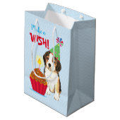Birthday Cupcake Beagle Mittlere Geschenktüte (Rückseite Schrägansicht)