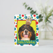 Birthday Cupcake - Bernese Mountain Dog Postkarte (Stehend Vorderseite)