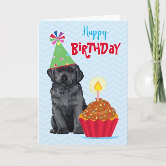 Birthday Cupcake Black Lab Karte (Vorderseite)