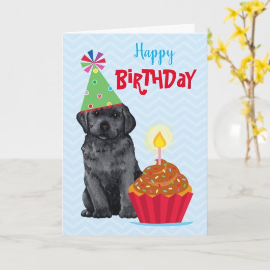Birthday Cupcake Black Lab Karte (Gelbe Blume)