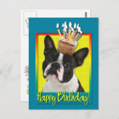 Birthday Cupcake - Boston Terrier Postkarte (Vorne/Hinten)