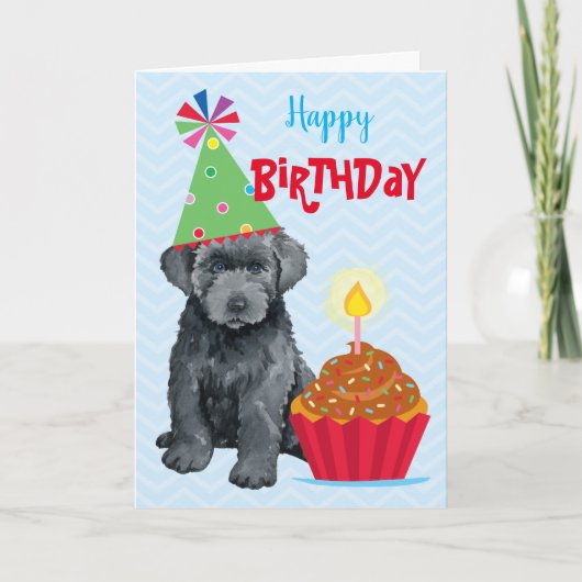 Birthday Cupcake Bouvier des Flandres Card Karte (Vorderseite)