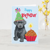 Birthday Cupcake Bouvier des Flandres Card Karte (Gelbe Blume)