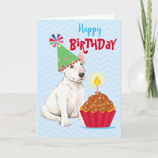 Birthday Cupcake Bull Terrier Card Karte (Vorderseite)
