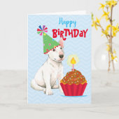 Birthday Cupcake Bull Terrier Card Karte (Gelbe Blume)