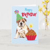 Birthday Cupcake Bulldog Card Karte (Gelbe Blume)