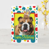 Birthday Cupcake - Bulldog - Dunkel Karte (Gelbe Blume)