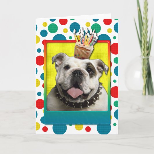 Birthday Cupcake - Bulldog - Light Karte (Vorderseite)