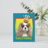 Birthday Cupcake - Cavalier - Blenheim Postkarte (Stehend Vorderseite)