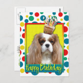 Birthday Cupcake - Cavalier - Blenheim Postkarte (Vorne/Hinten)