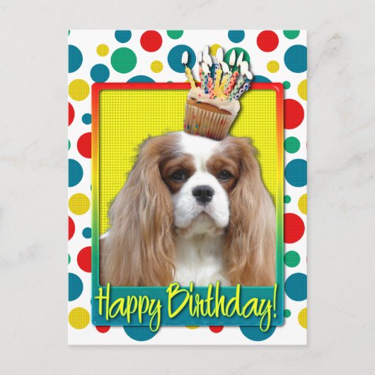 Birthday Cupcake - Cavalier - Blenheim Postkarte (Vorderseite)