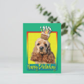 Birthday Cupcake - Cocker Spaniel Postkarte (Stehend Vorderseite)