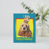 Birthday Cupcake - Cocker Spaniel Postkarte (Stehend Vorderseite)