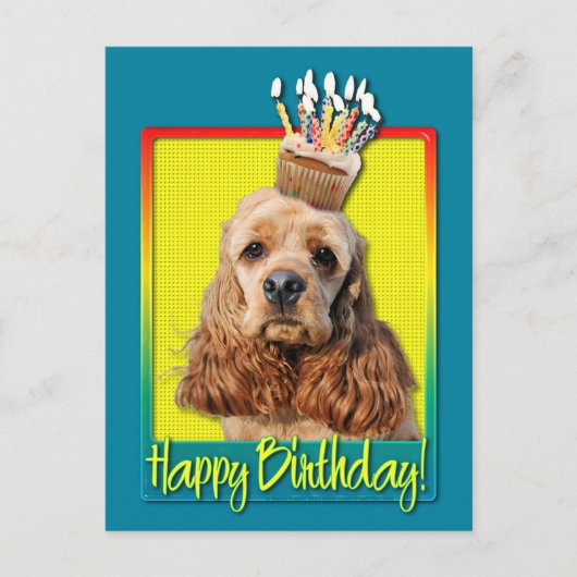 Birthday Cupcake - Cocker Spaniel Postkarte (Vorderseite)