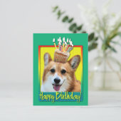 Birthday Cupcake - Corgi - Owen Postkarte (Stehend Vorderseite)