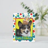 Birthday Cupcake - Corgi Postkarte (Stehend Vorderseite)