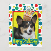 Birthday Cupcake - Corgi Postkarte (Vorderseite)
