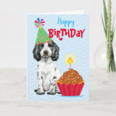 Birthday Cupcake English Cocker Spanische Card Karte (Vorderseite)