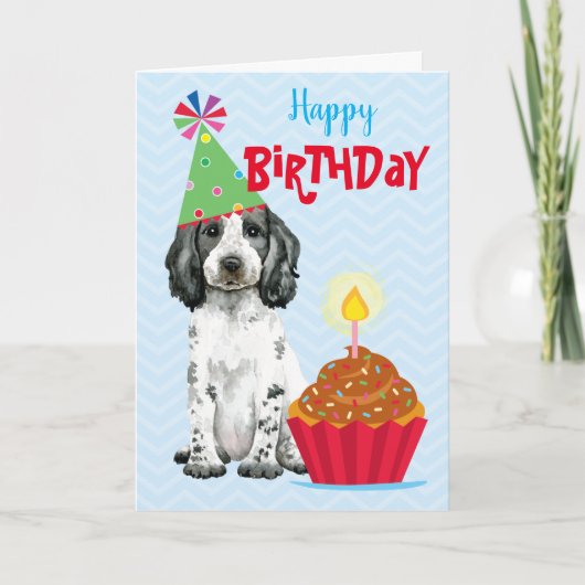 Birthday Cupcake English Cocker Spanische Card Karte (Vorderseite)